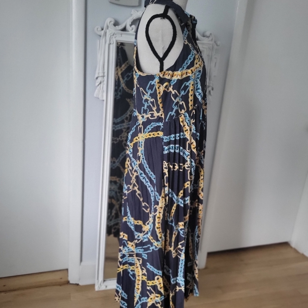 Anthropologie Navy and Gold Chain Midi Dress - Picture 5 of 8